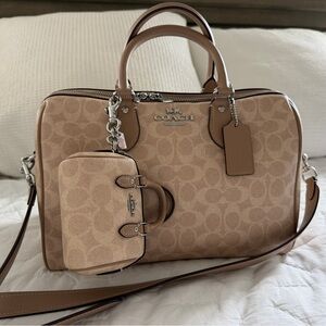 Coach Tan Signature Satchel and Wallet Set